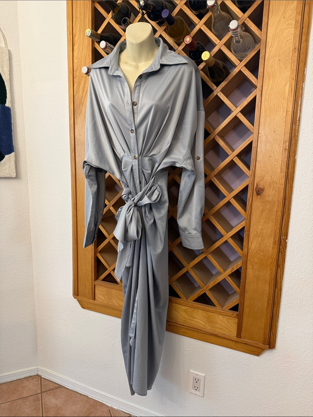 MABLE Light Blue Button-Front Shirt Dress